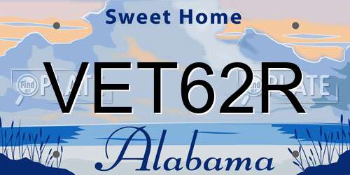 VET62R Alabama License Plate