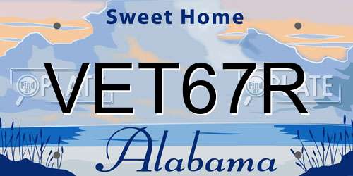 VET67R Alabama License Plate