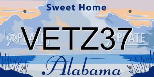 VETZ37 Alabama License Plate
