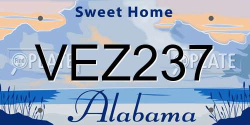VEZ237 Alabama License Plate