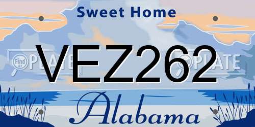 VEZ262 Alabama License Plate