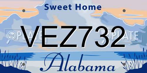VEZ732 Alabama License Plate