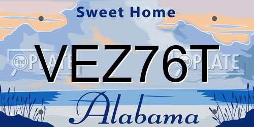 VEZ76T Alabama License Plate