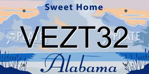 VEZT32 Alabama License Plate