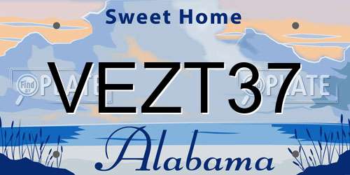 VEZT37 Alabama License Plate