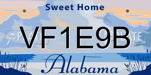 VF1E9B Alabama License Plate