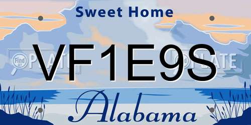 VF1E9S Alabama License Plate