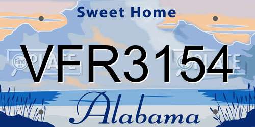VFR3154 Alabama License Plate