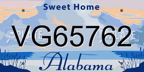 VG65762 Alabama License Plate