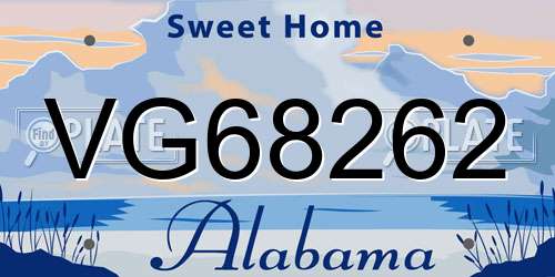 VG68262 Alabama License Plate
