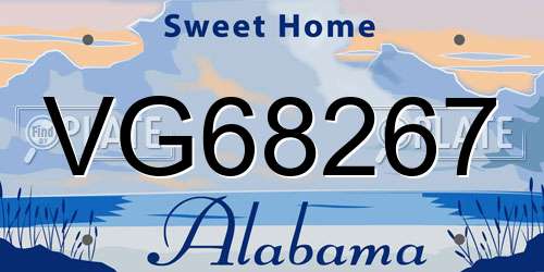 VG68267 Alabama License Plate
