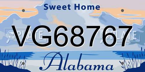 VG68767 Alabama License Plate