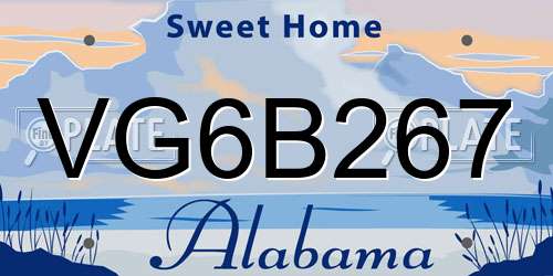 VG6B267 Alabama License Plate