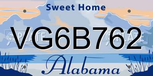 VG6B762 Alabama License Plate