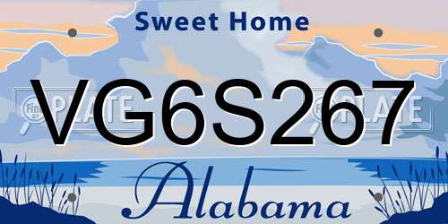 VG6S267 Alabama License Plate