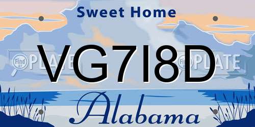 VG7I8D Alabama License Plate