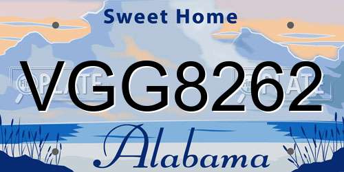 VGG8262 Alabama License Plate