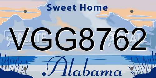 VGG8762 Alabama License Plate