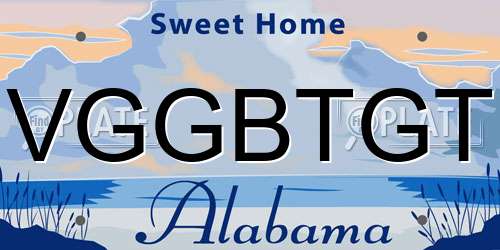 VGGBTGT Alabama License Plate