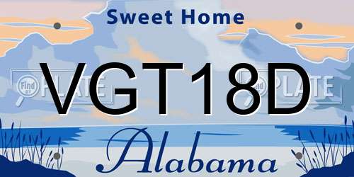 VGT18D Alabama License Plate