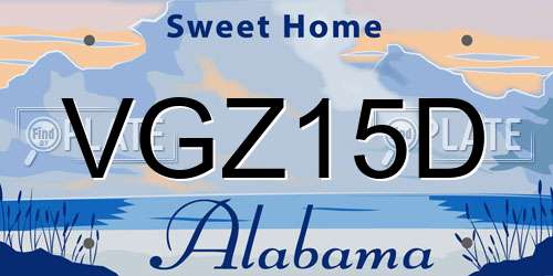 VGZ15D Alabama License Plate