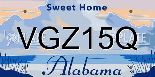 VGZ15Q Alabama License Plate