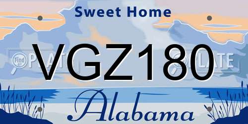 VGZ180 Alabama License Plate