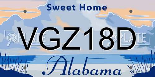 VGZ18D Alabama License Plate