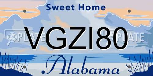 VGZI80 Alabama License Plate