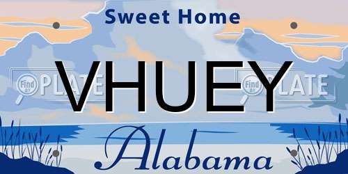 VHUEY Alabama License Plate
