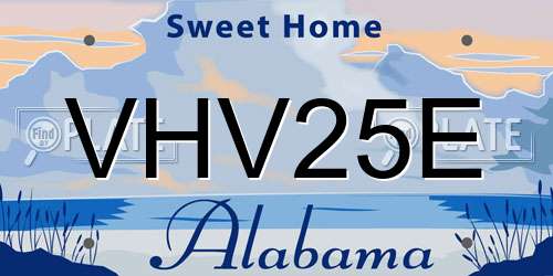 VHV25E Alabama License Plate