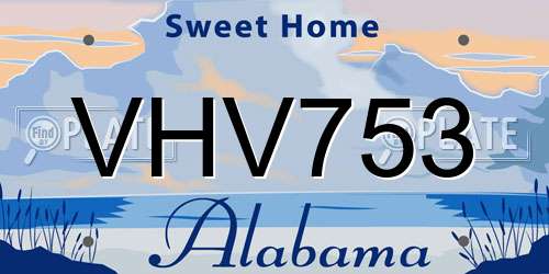 VHV753 Alabama License Plate