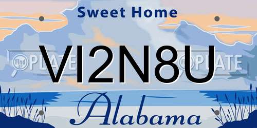 VI2N8U Alabama License Plate