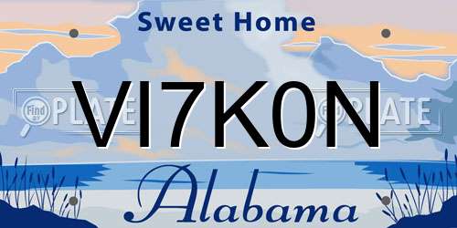 VI7K0N Alabama License Plate