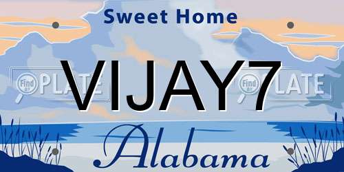 VIJAY7 Alabama License Plate