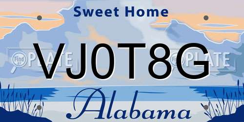 VJ0T8G Alabama License Plate