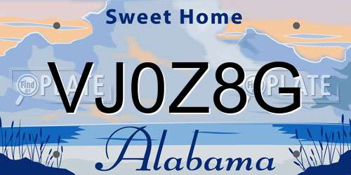VJ0Z8G Alabama License Plate
