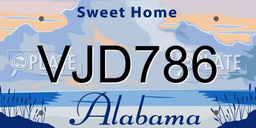 VJD786 Alabama License Plate