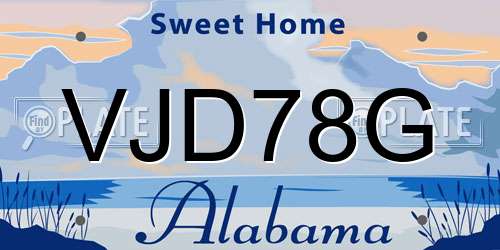 VJD78G Alabama License Plate