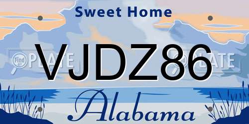 VJDZ86 Alabama License Plate