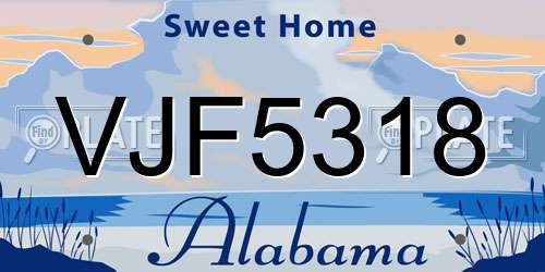 VJF5318 Alabama License Plate
