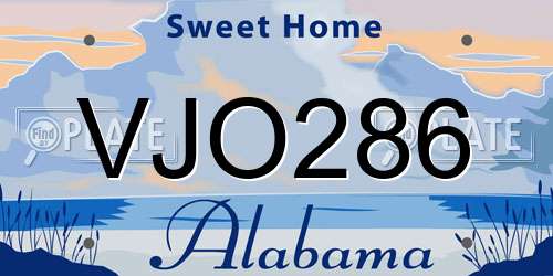 VJO286 Alabama License Plate