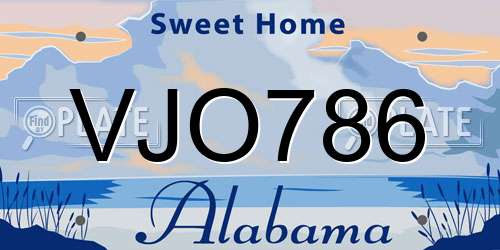 VJO786 Alabama License Plate
