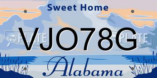 VJO78G Alabama License Plate