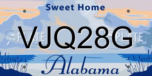 VJQ28G Alabama License Plate
