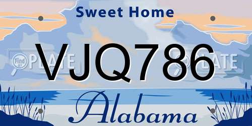 VJQ786 Alabama License Plate