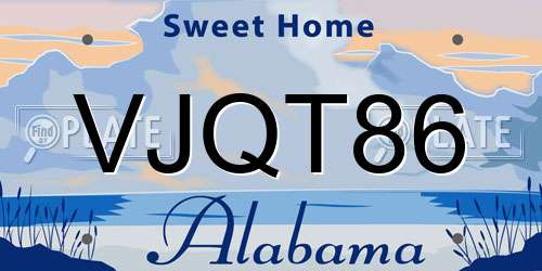 VJQT86 Alabama License Plate