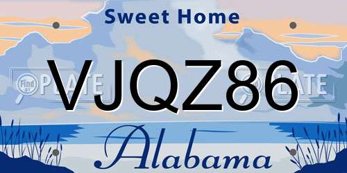 VJQZ86 Alabama License Plate