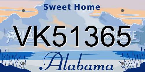 VK51365 Alabama License Plate