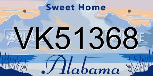 VK51368 Alabama License Plate